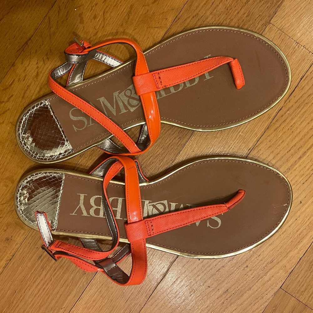 Orange T-Strap Sandals